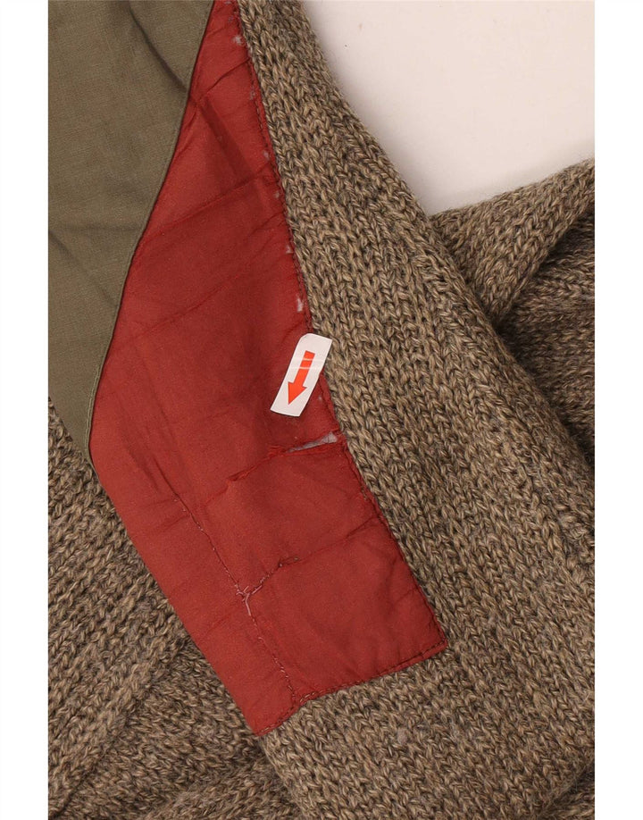 Settebello Herren-Strickjacke, groß, braune Schurwolle