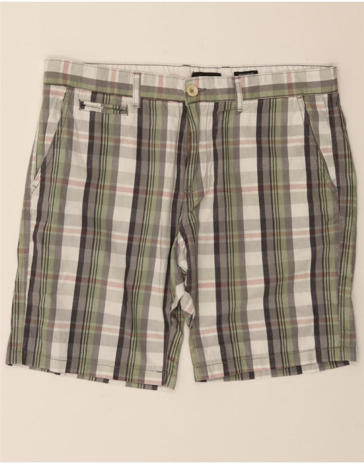 PIERRE CARDIN Mens Regular Fit Chino Shorts Medium Grey Check Cotton Vintage Pierre Cardin and Second-Hand Pierre Cardin from Messina Hembry 