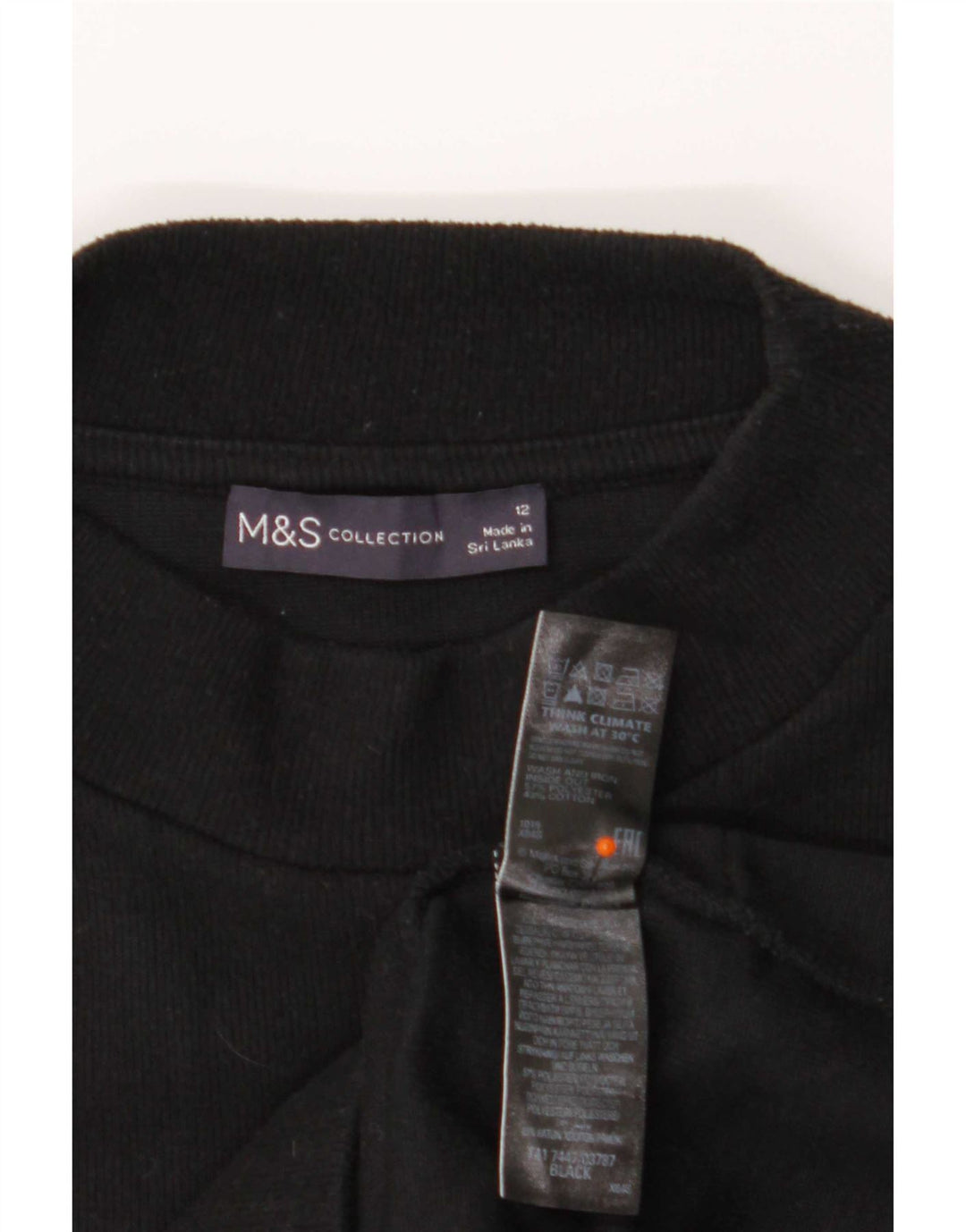 Marks & Spencer Damen Langarm-Tunika-Oberteil UK 12 Medium Schwarz Polyester