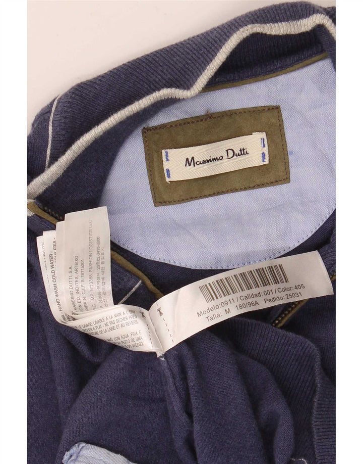 Massimo Dutti Herren-Strickjacke aus mittelblauer Baumwolle