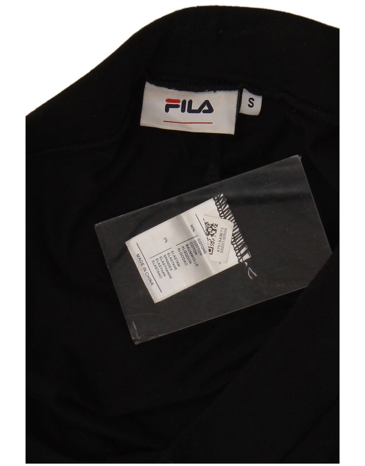 Fila Womens Graphic Leggings UK 10 Small Schwarz Baumwolle