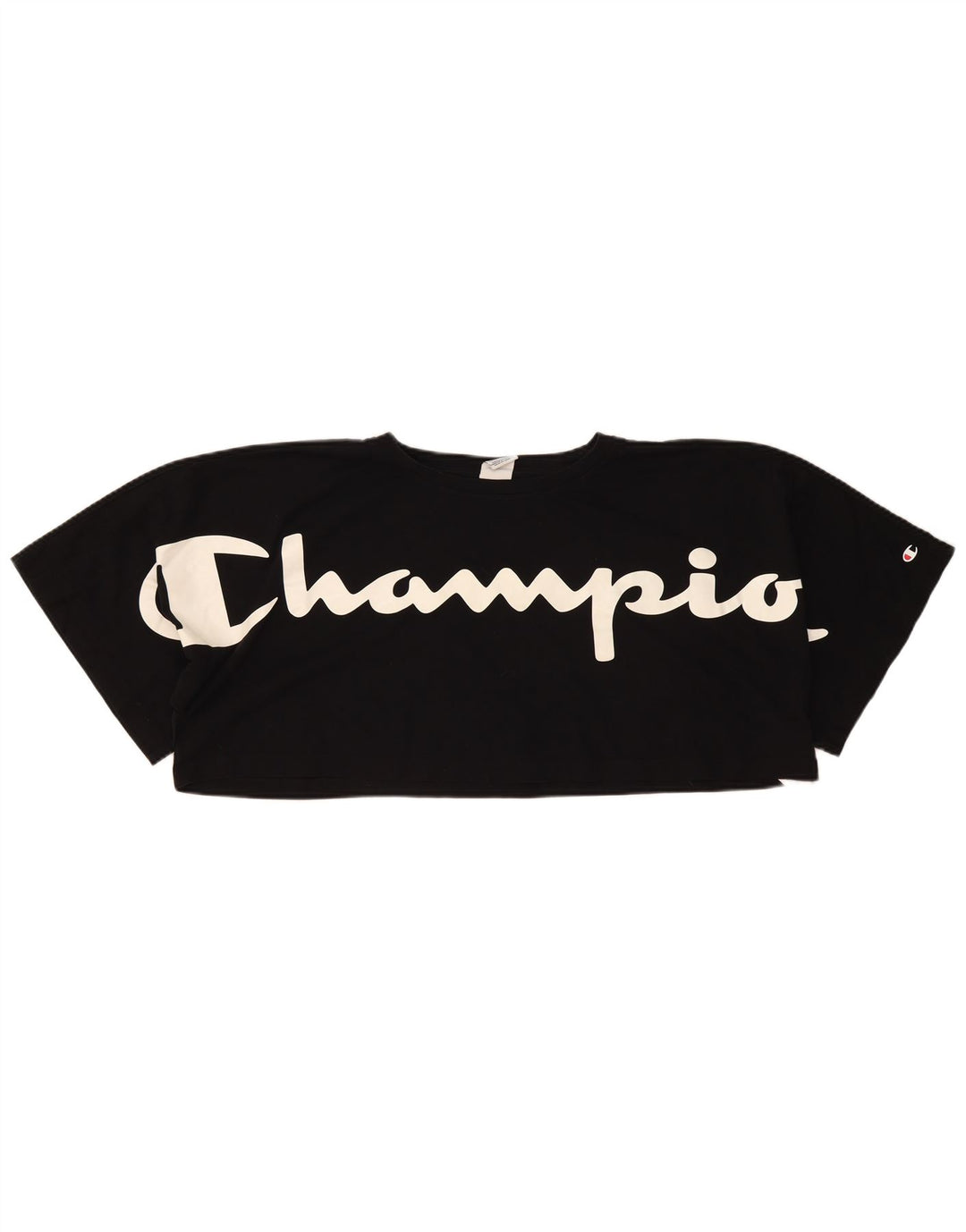 Champion Damen Crop Oversize Graphic T-Shirt Top UK 14 Medium Schwarz
