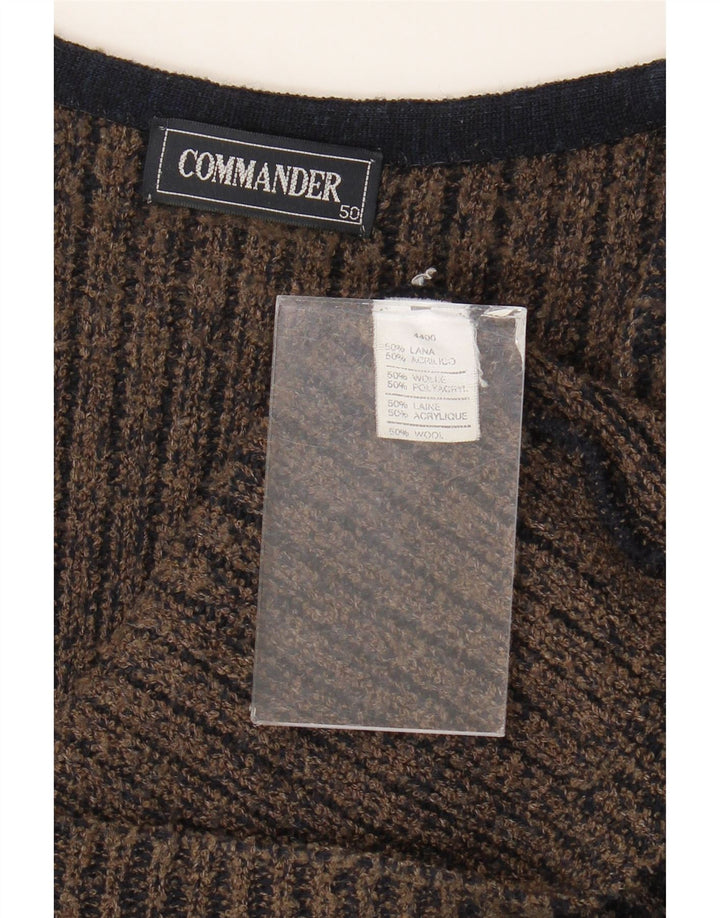 Commander Ärmelloser Herren-Cardigan-Pullover IT 50 Mittelgrau gestreifte Wolle