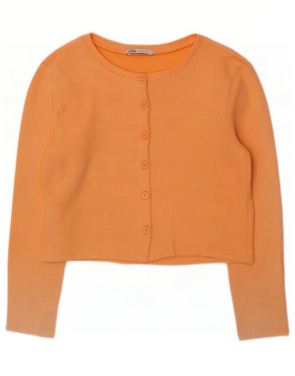 Zara Damen Crop Cardigan Top UK 12 Mittelorange