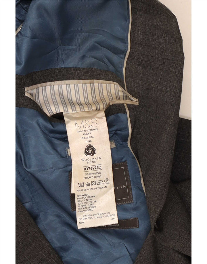 Marks & Spencer Herren-Blazer mit 2 Knöpfen, UK 40, mittelgraue Wolle