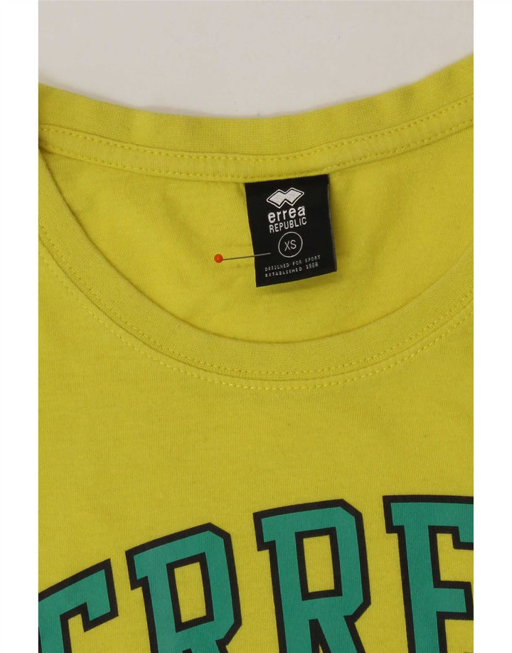 Errea Herren Grafik T-Shirt Top XS Gelb Baumwolle