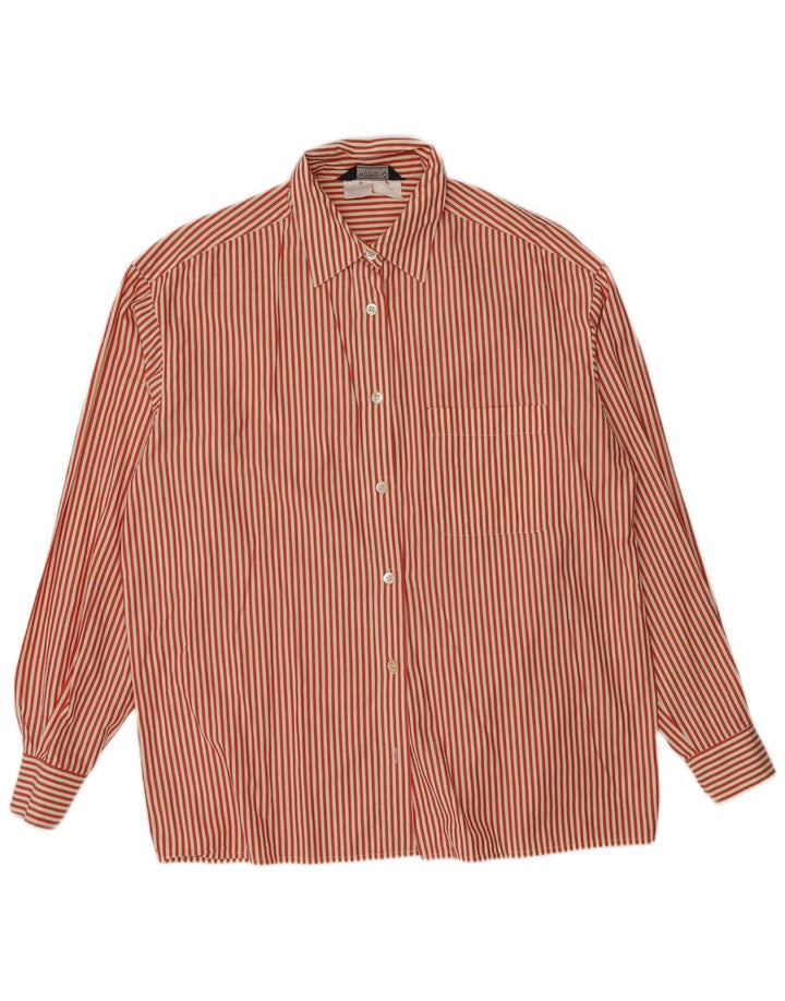 Max Mara Womens Weekend Shirt UK 16 Große rote Nadelstreifen-Baumwolle