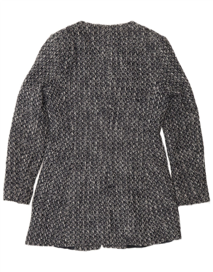 Zara Damen-Blazer mit durchgehendem Reißverschluss, UK 12, mittelgraue Baumwolle