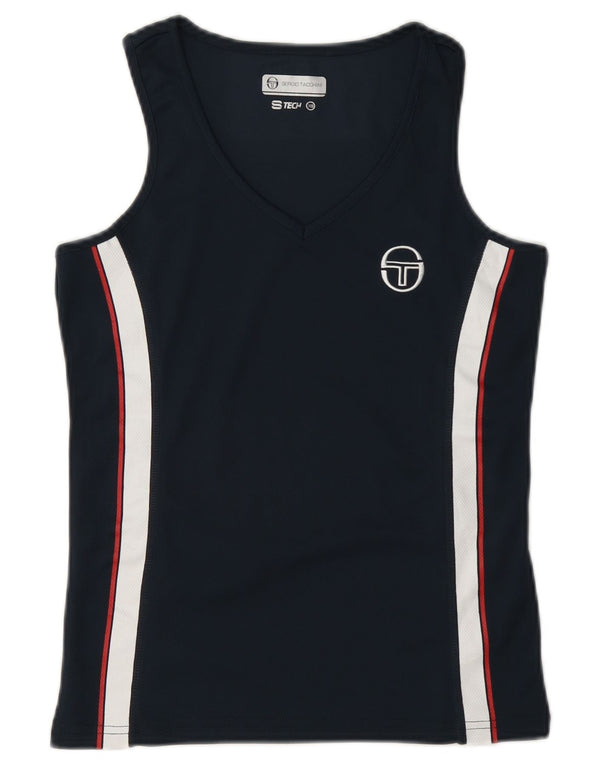 Sergio Tacchini Damen Weste Top UK 6 XS Marineblau Colourblock Polyester