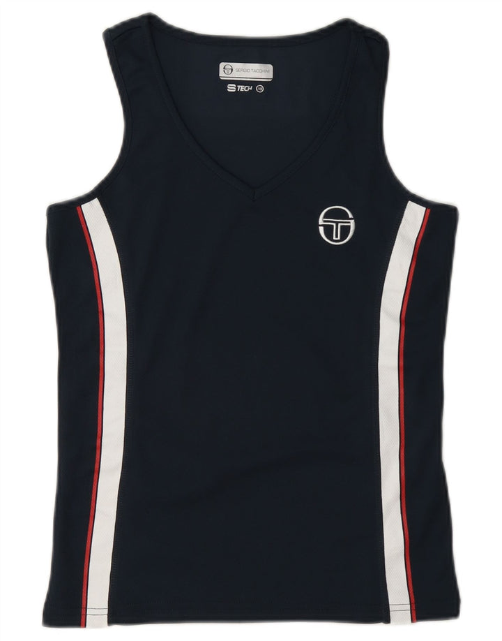 Sergio Tacchini Damen Weste Top UK 6 XS Marineblau Colourblock Polyester