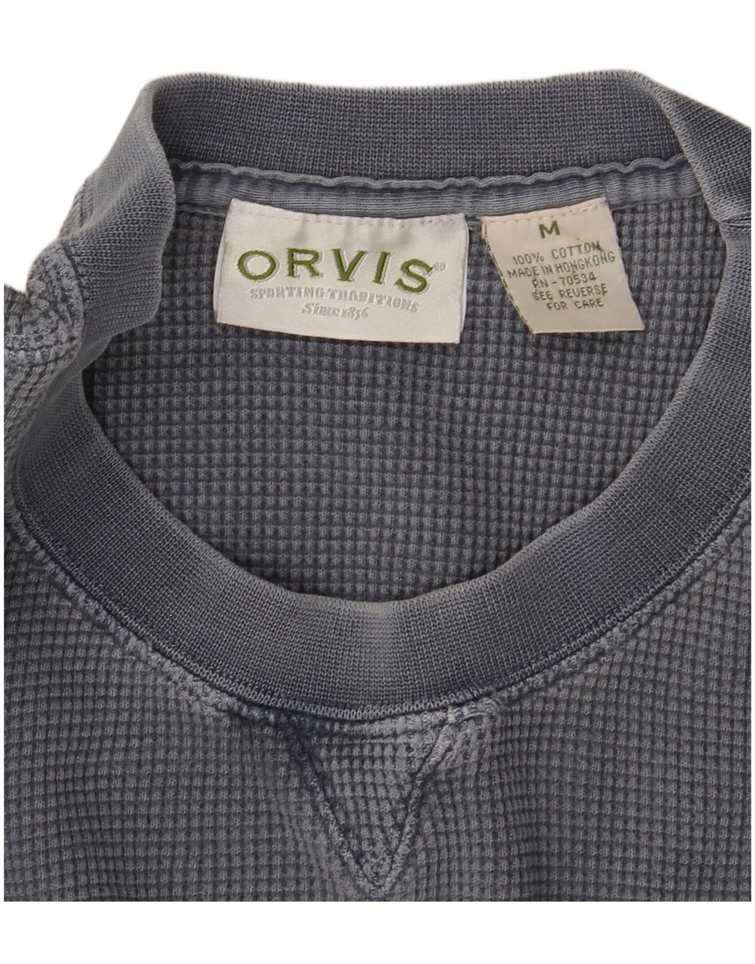 Orvis Herren-Top, langärmelig, mittelgraue Baumwolle