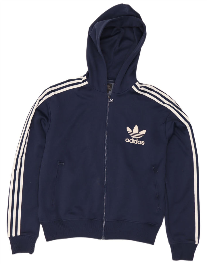 Adidas Herren-Kapuzenpullover mit Reißverschluss, groß, marineblaues Polyester