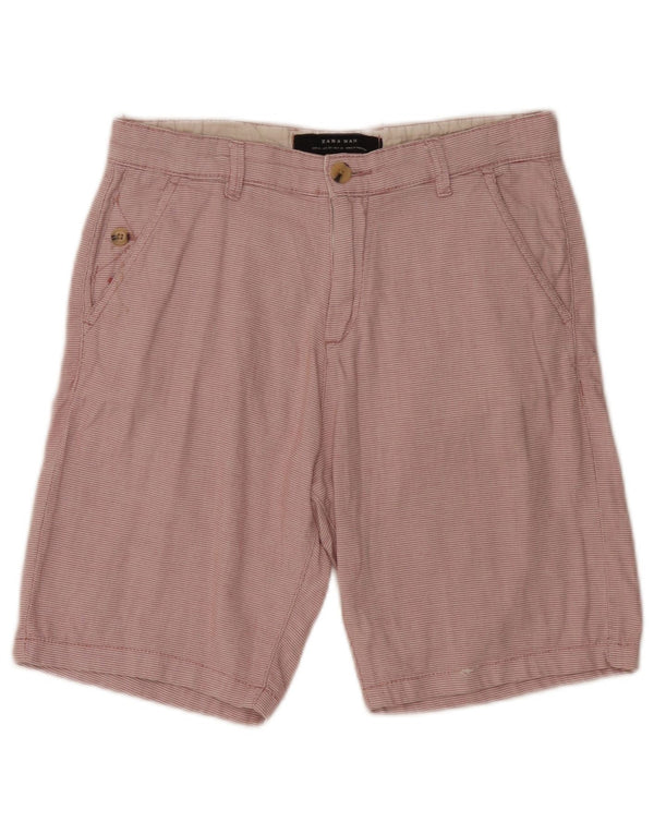 Zara Herren Chinoshorts EU 38 Small W30 Rote geometrische Baumwolle