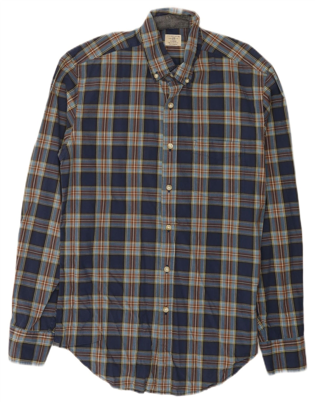 J. Crew Herrenhemd, Größe 14 1/2, klein, blau kariert, Baumwolle