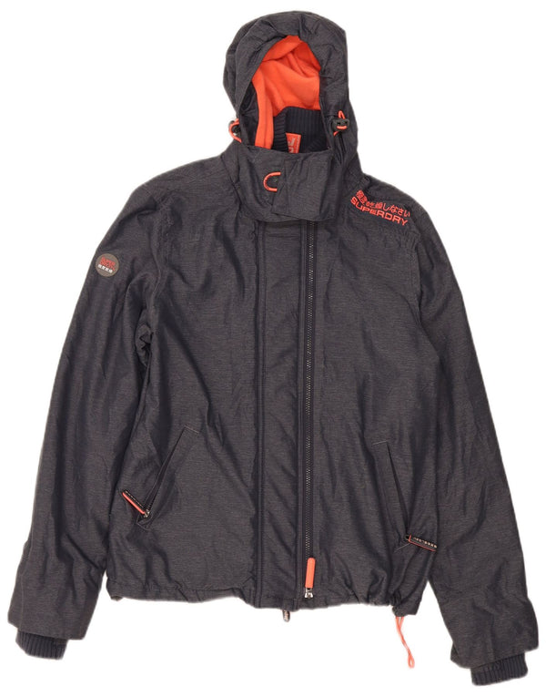 Superdry Damen Windcheater Kapuzen-Windjacke UK 16 Large Grau