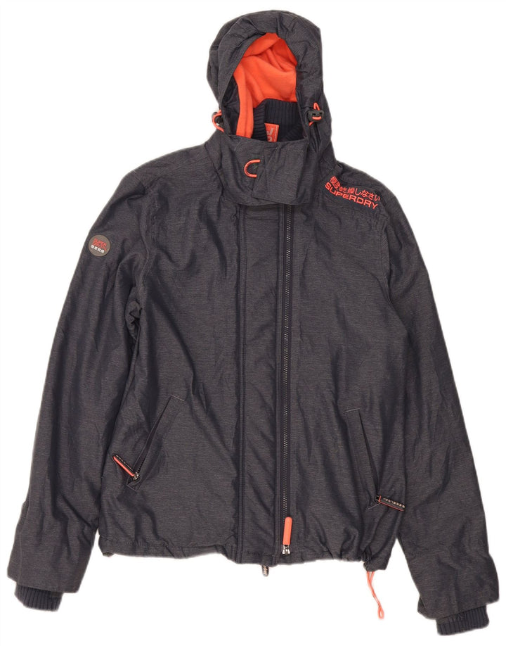 Superdry Damen Windcheater Kapuzen-Windjacke UK 16 Large Grau