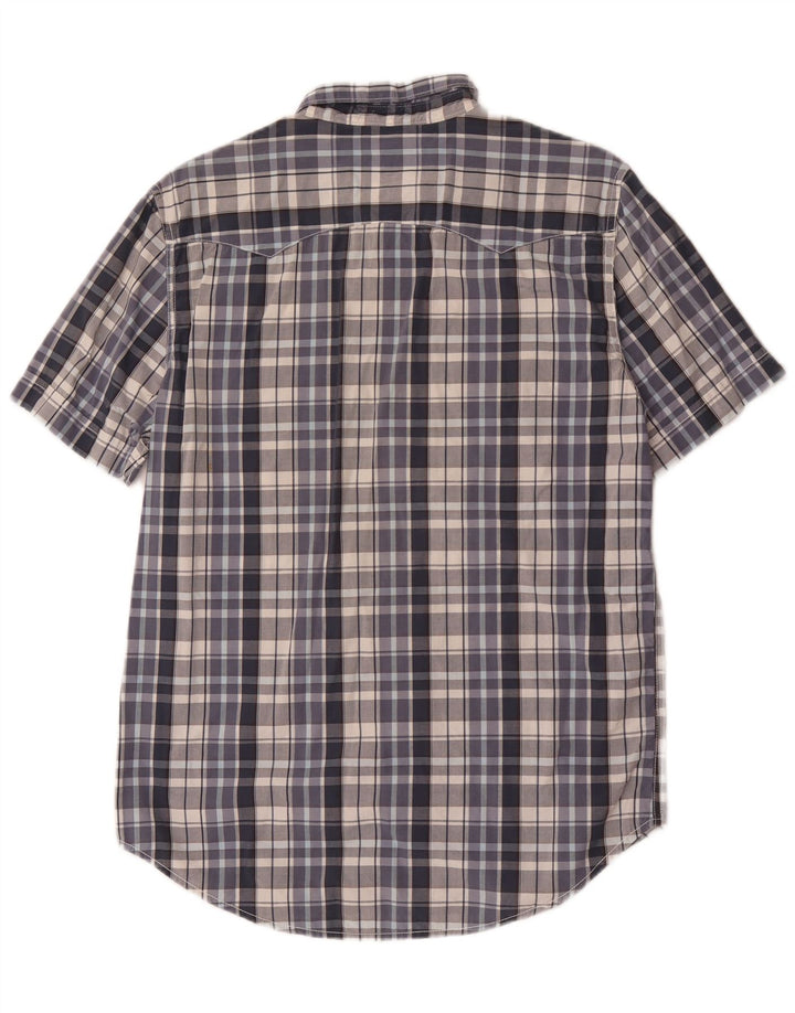 Levi's Herren Kurzarm-Slim-Fit-Hemd aus mittelblau karierter Baumwolle