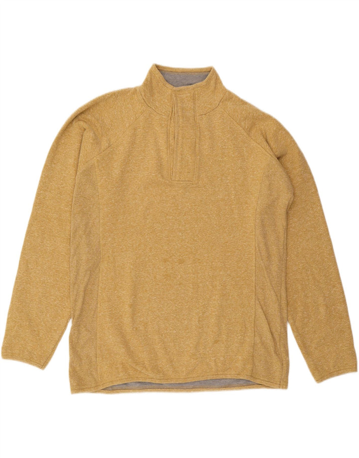 Weird Fish Herren-Sweatshirt mit Knopfkragen, groß, gelb gefleckt
