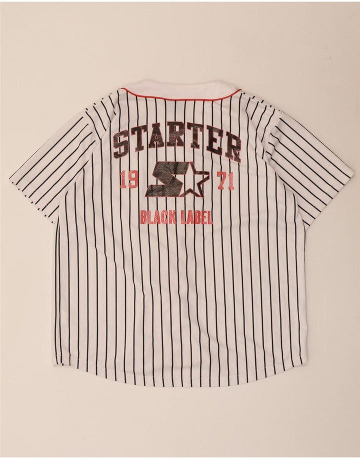 Starter Herren-Trikotoberteil mit Grafik, klein, weiß gestreift, Polyester