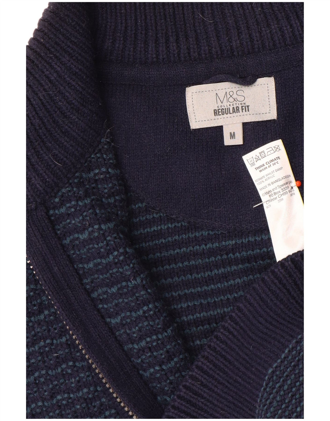 Marks & Spencer Herren-Strickjacke mit normaler Passform, Mittelblau, Acryl