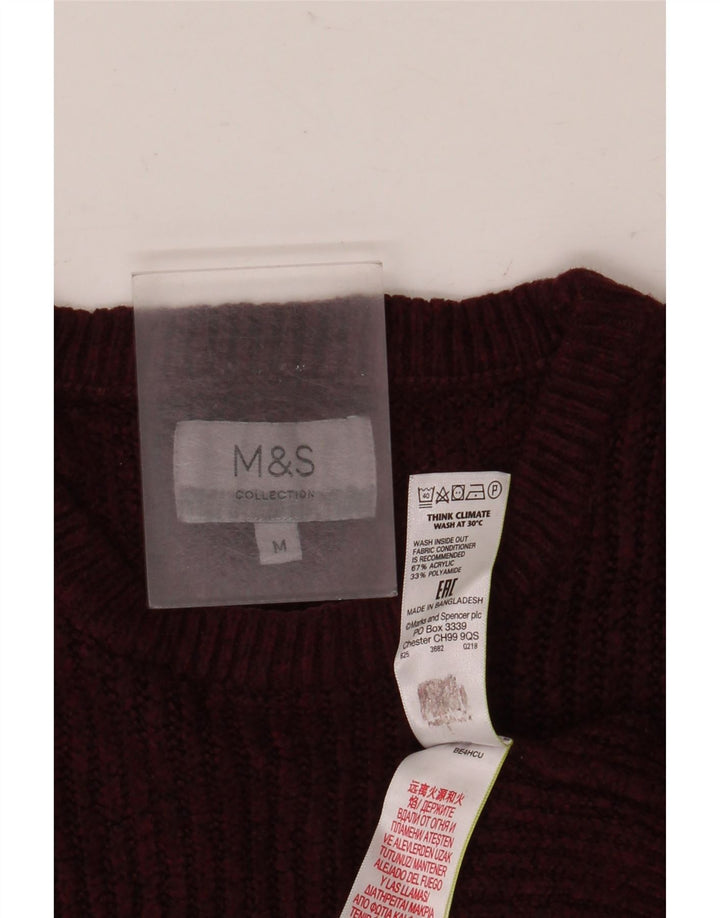 Marks & Spencer Herren-Pullover mit Rundhalsausschnitt, mittelgroßes Burgunderrot, Acryl