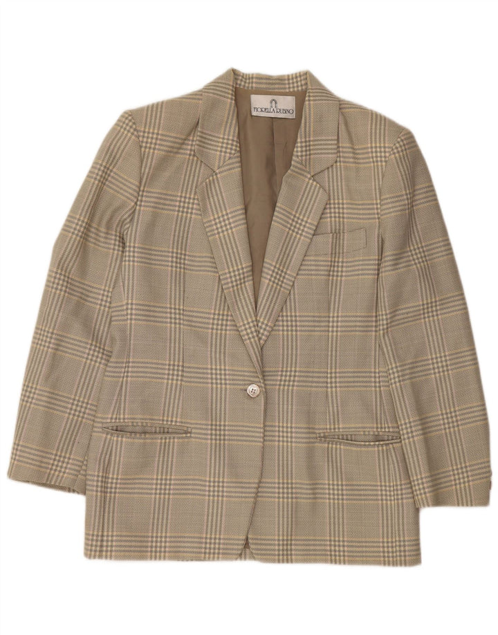FIORELLA RUBINO Damen Longline Blazer Jacke UK 12 Mittelgrau kariert