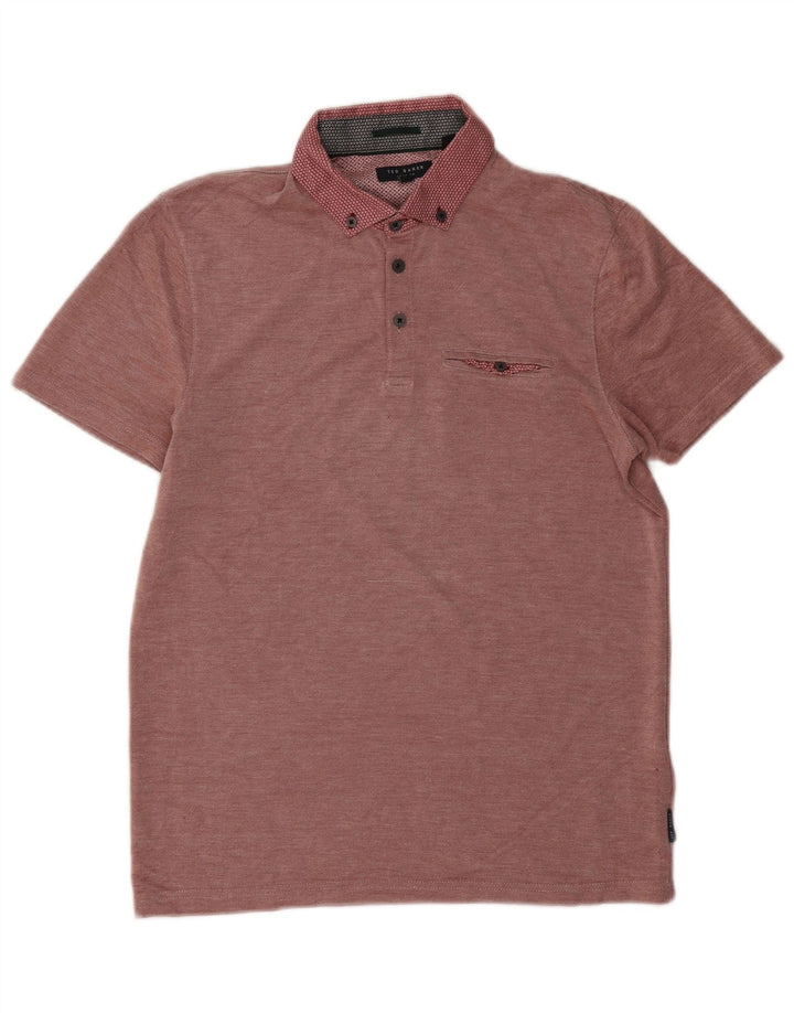 Ted Baker Herren-Poloshirt, Größe 3, Mittel, Burgunderrot, Modal