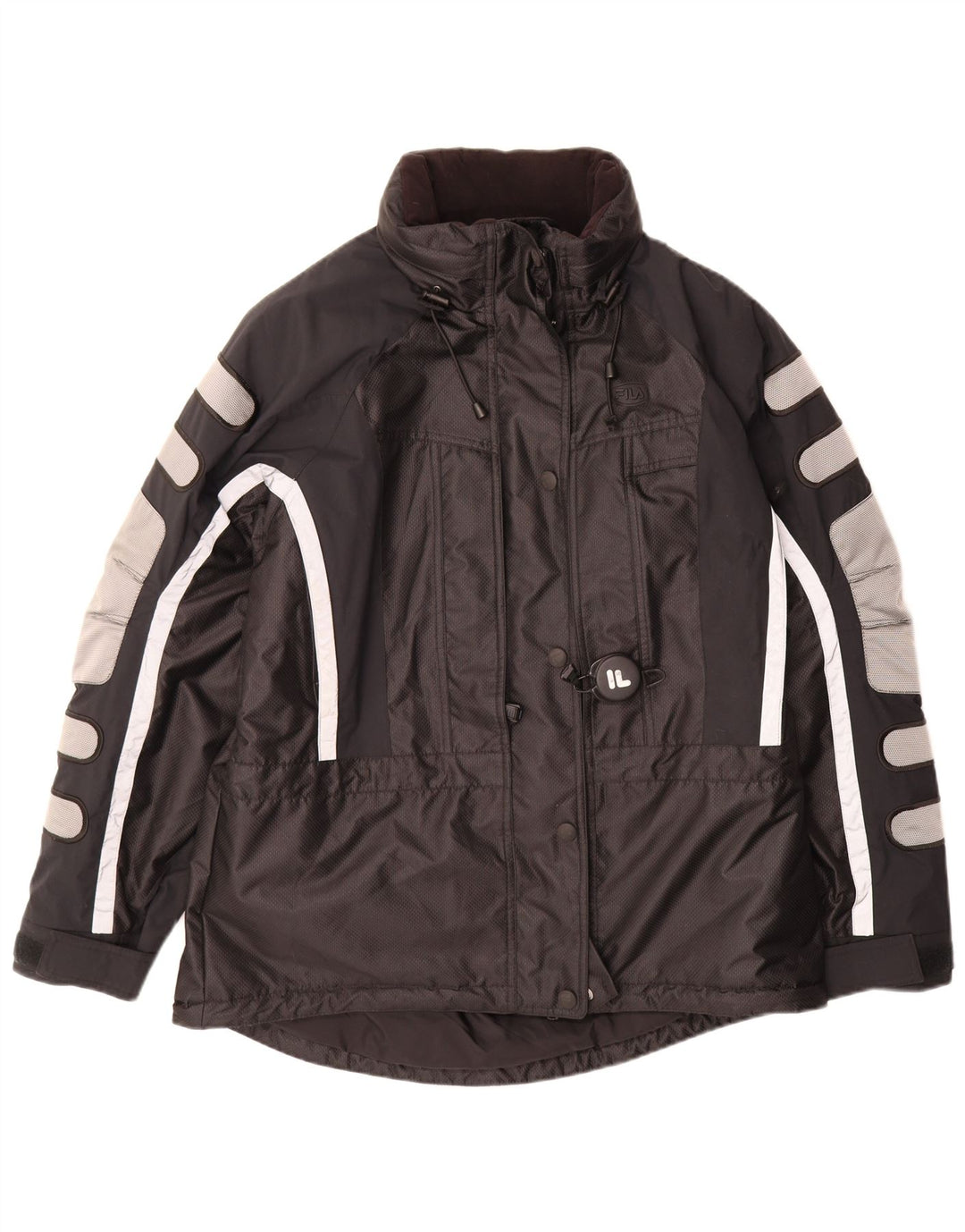 FILA Damen-Windbreaker-Mantel mit Grafik, UK 16, Größe L, Schwarz, Farbblock
