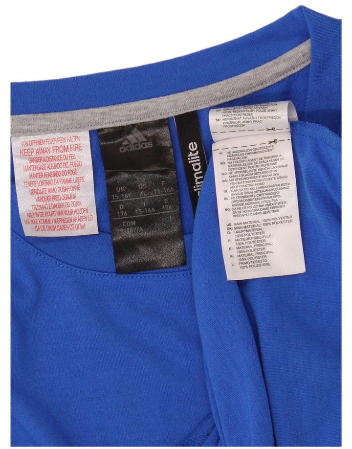 ADIDAS Jungen Climalite T-Shirt Top 15-16 Jahre Blaues Polyester