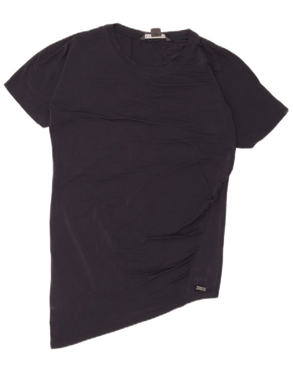 Armani Exchange Damen Übergroßes asymmetrisches T-Shirt-Oberteil UK 2 2XS Marineblau