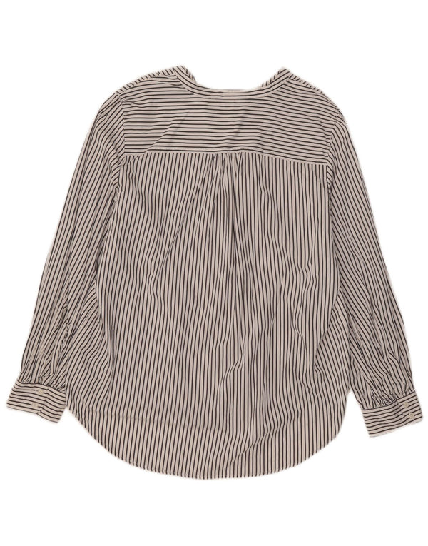 Marks & Spencer Damen Pullover-Hemd UK 16 Große weiß gestreifte Baumwolle