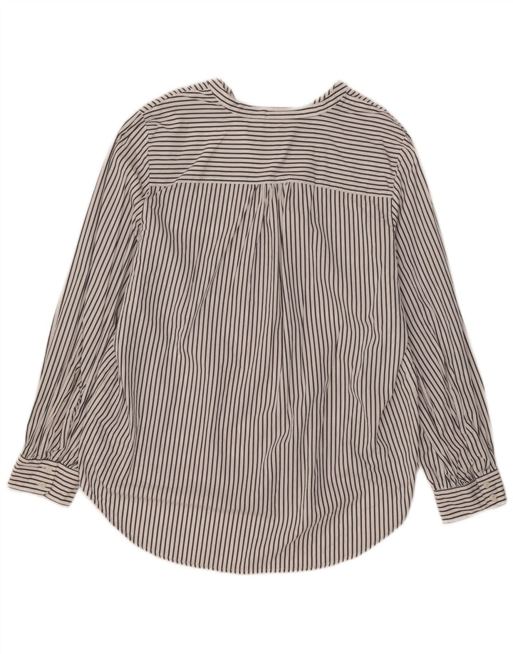 Marks & Spencer Damen Pullover-Hemd UK 16 Große weiß gestreifte Baumwolle