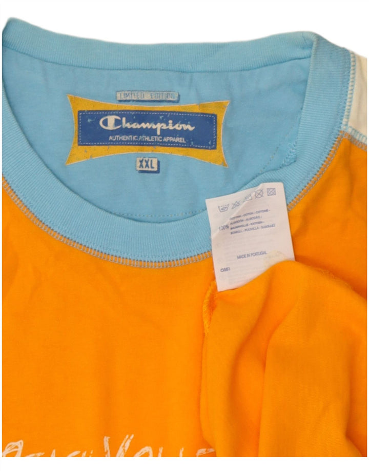 Champion Herren Grafik-Weste Top 2XL Orange Colourblock Baumwolle