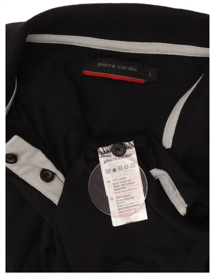 Pierre Cardin Herren-Poloshirt, groß, schwarze Baumwolle