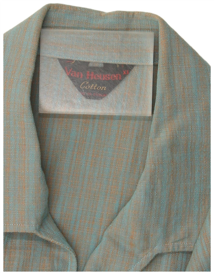 Van Heusen Herren-Kurzarmhemd XL, blau kariert, Baumwolle