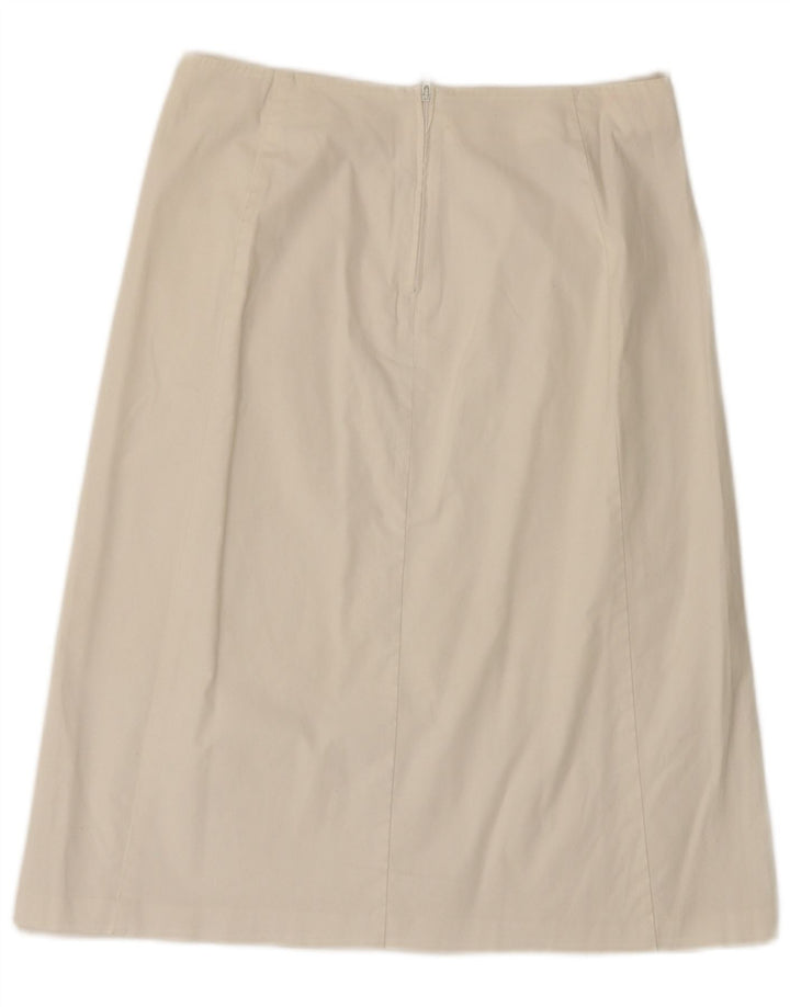Benetton Damen-A-Linien-Rock IT 42 Medium W28 Weiße Baumwolle