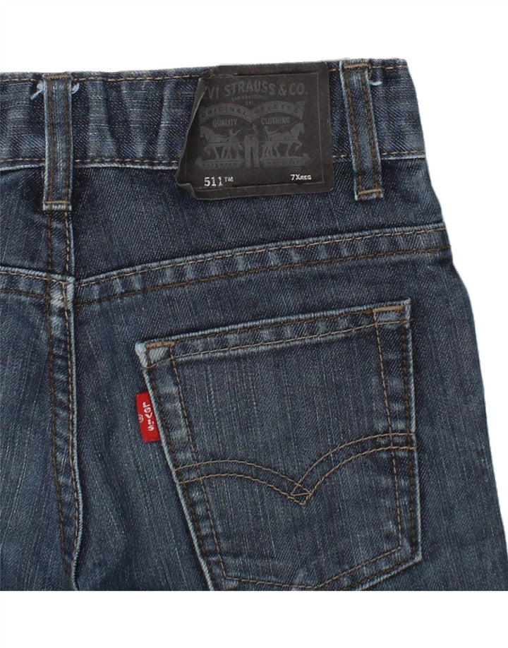 LEVI'S Boys 511 Slim Jeans 6-7 Years W22 L22 Navy Blue Cotton Vintage Levi's and Second-Hand Levi's from Messina Hembry 