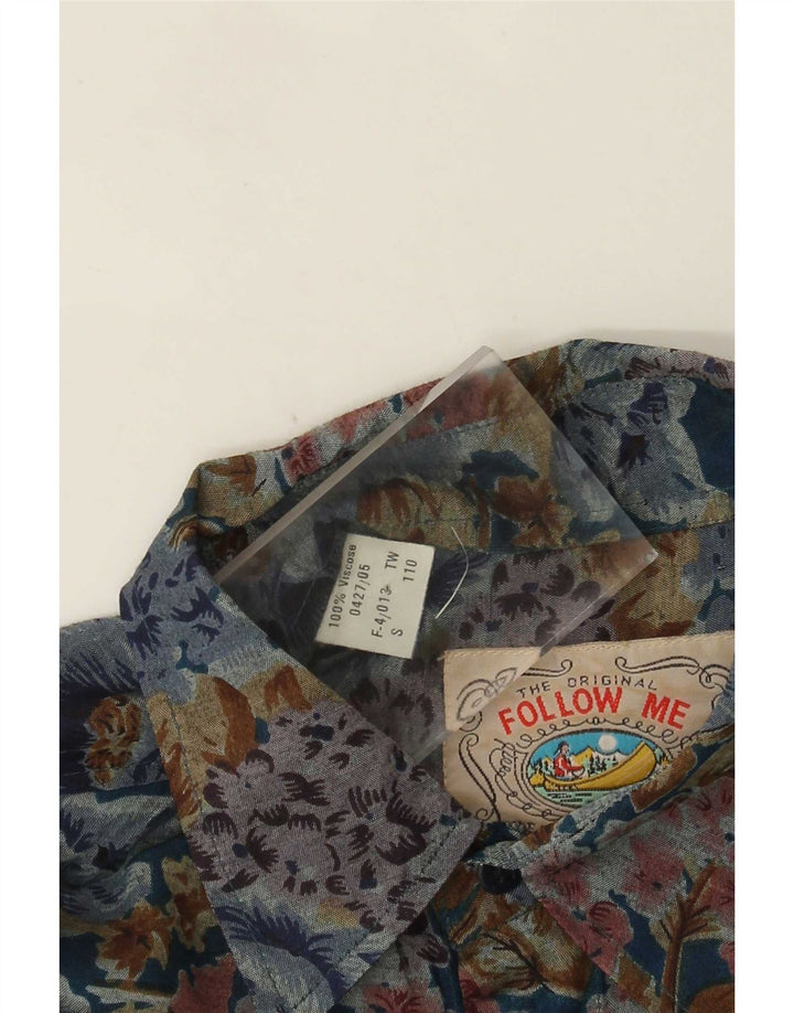 Vintage Herren-Hemd mit lockerer Passform, kleine, mehrfarbige, florale Viskose