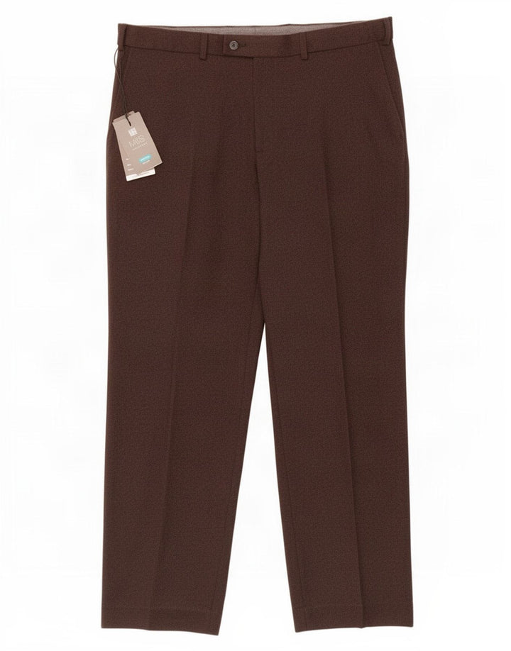 Marks & Spencer Herren-Anzughose in normaler Passform, W40, L31, braun, Polyester
