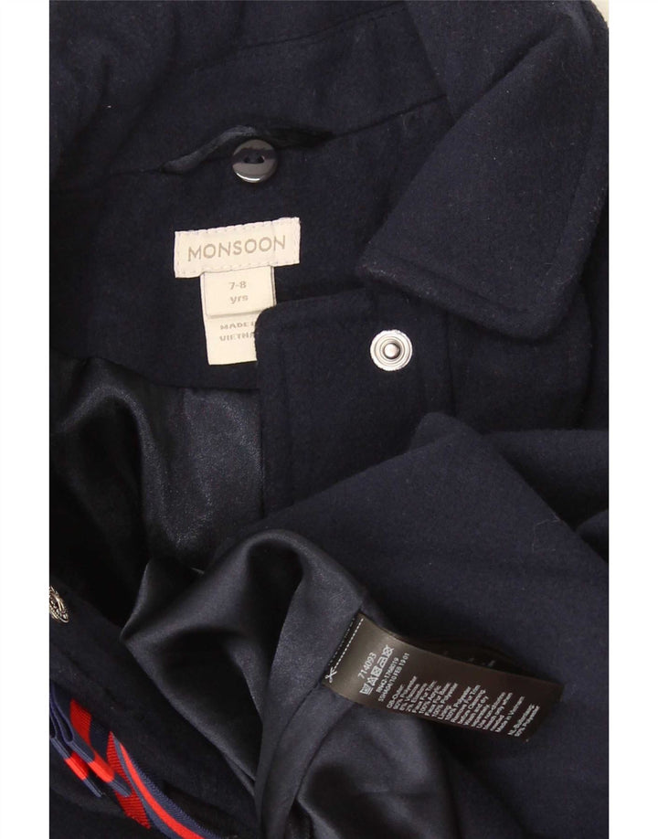 Monsoon-Mantel für Mädchen, 7–8 Jahre, marineblaues Farbblock-Polyester