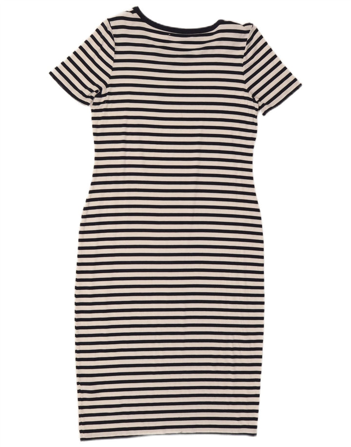Marks & Spencer Damen Etuikleid UK 12 Mittelmarineblau gestreifte Viskose
