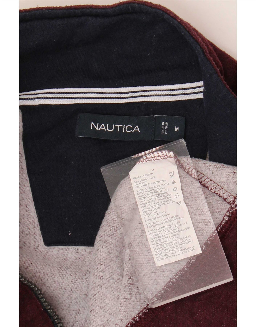 Nautica Herren-Sweatshirt mit Reißverschluss am Hals, mittlere Burgunder-Baumwolle