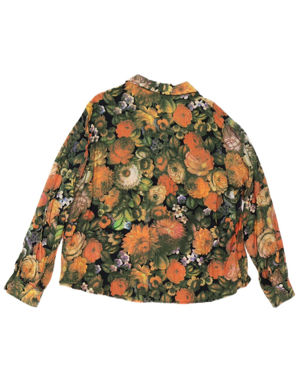 Vintage Damen Shirt UK 16 Groß Orange geblümt