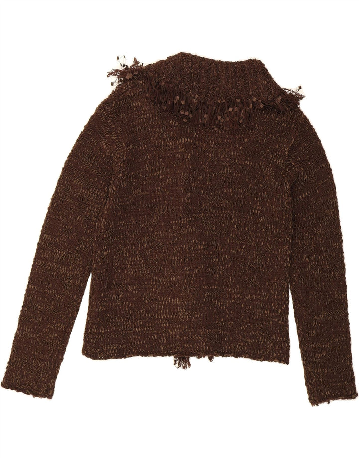 VINTAGE Womens Cardigan Sweater US 3 XS Brown Flecked Polyester Vintage Vintage and Second-Hand Vintage from Messina Hembry 
