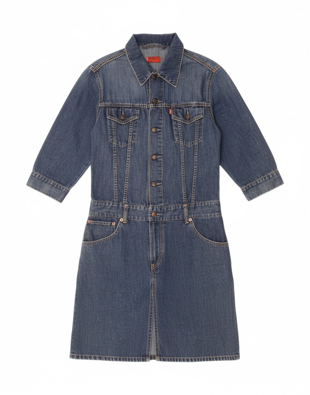 LEVI'S Mädchen-Pullover-Jeanskleid mit 3/4-Ärmeln, 11–12 Jahre, Mittelblau