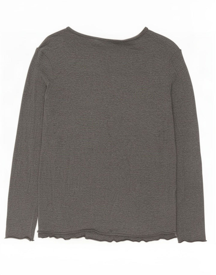 Zara Womens Abstract Pattern Graphic Top Langarm UK 10 Small Grau