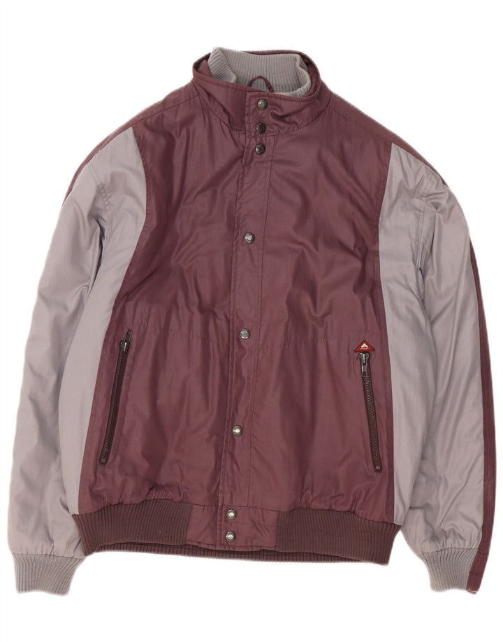 Vintage Herren Bomberjacke UK 38 Medium Burgund Colourblock Polyester