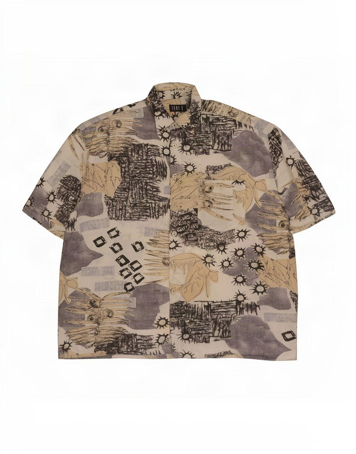 Tony. D Herren Kurzarmhemd XL Beige Geometrisch