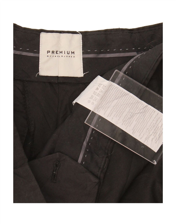 JACK & JONES Mens Slim Chino Trousers W32 L30 Black Polyester