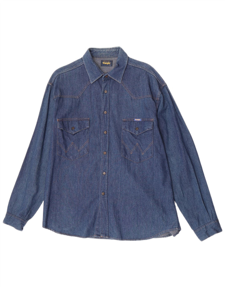 Wrangler Herren-Jeanshemd, große blaue Baumwolle